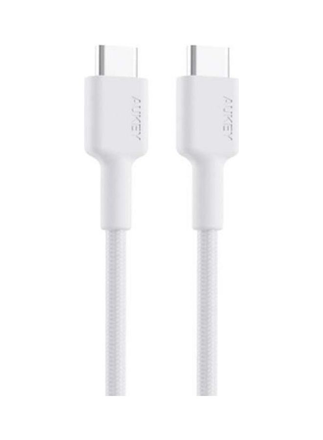 Aukey Braided Nylon USB C to USB C Cable 0.9m Fast charge Cable USB C to USB C For iPhone 16 15 Pro Max iPad mini 6 MacBook Pro Air M3 M2 M1 iPad Pro Samsung S24 S23 Ultra Laptop Lenovo Dell Xiaomi White White  - Image 2
