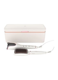 StyleCare Auto Curler And Heated Straightening Brush BHH888/03, 2 Years Warranty White/Pink