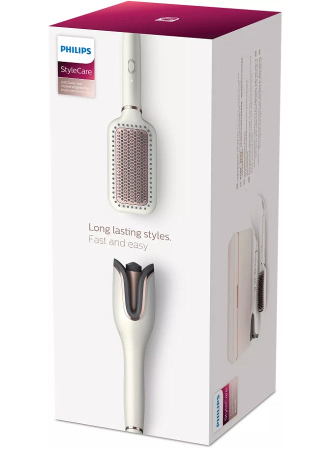 Philips - StyleCare Auto Curler And Heated Straightening Brush BHH888/03, 2 Years Warranty White/Pink - Image 1