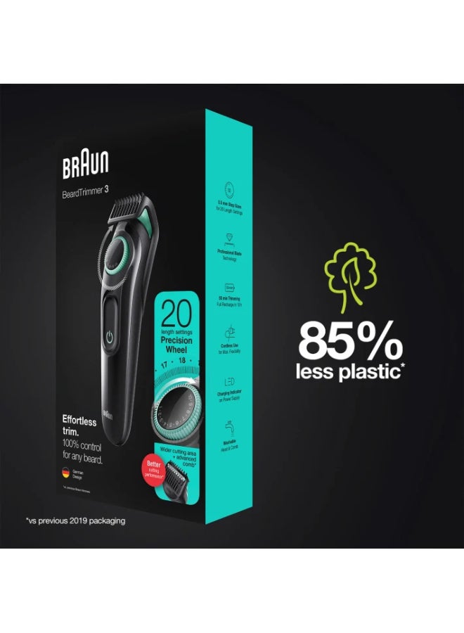 BRAUN - Beard Trimmer BT3221 With Precision Dial And Comb Black/Blue - Image 1