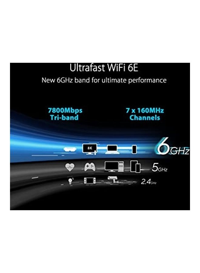 ASUS - RT-AXE7800 Triband WiFi6E (802.11ax) Extendable Router, New 6GHz Band, 7800Mbps, ASUS Safe Browsing, Enhanced Network Security with AiProtection Pro and Instant Guard Sharable Secure VPN, Free Parental Controls, 2.5G Port, Link Aggregation, Smart Home | 90IG07B0-MU9B00 Black - Image 1