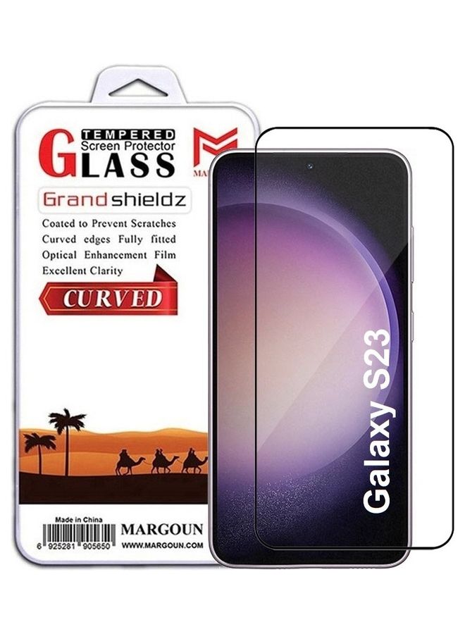 MARGOUN Tempered Glass 9H Anti-Scratch Shatterproof HD Edge to Edge Full Coverage Film 6.1 inch for Samsung Galaxy S23 Screen Protector Clear/Black - Image 1