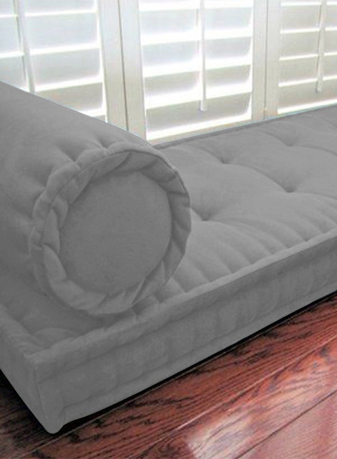 REGAL IN HOUSE - Rectangular Daybed Floor Cushion Velvet Grey 72x24cm - Image 1