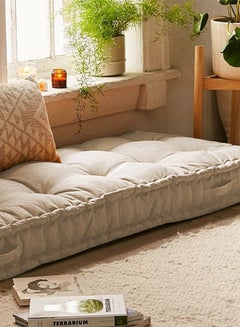 REGAL IN HOUSE Rectangular Daybed Floor Cushion Velvet Beige 72x24cm  - Image 3
