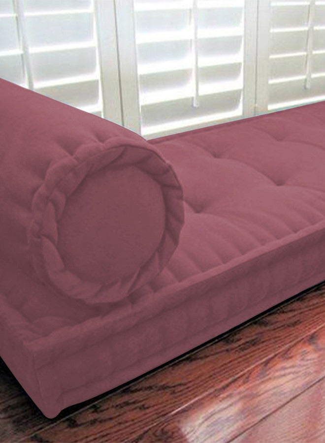 REGAL IN HOUSE Rectangular Daybed Floor Cushion Velvet Dark Pink 72x24cm  - Image 2
