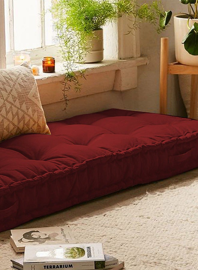 Rectangular Daybed Floor Cushion Velvet Burgundy 72x24cm - v1676370850/N37812085A_3