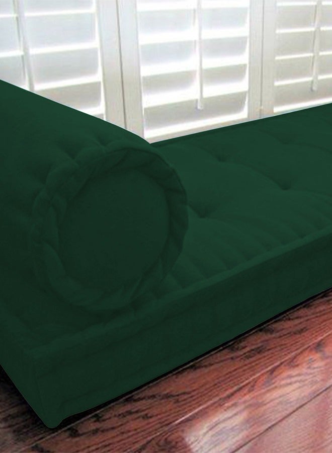 REGAL IN HOUSE - Rectangular Daybed Floor Cushion Velvet Dark Green 72x24cm - Image 1