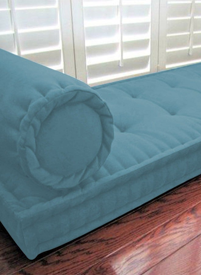 Rectangular Daybed Floor Cushion Velvet Turquoise 72x24cm - v1676370850/N37812088A_2