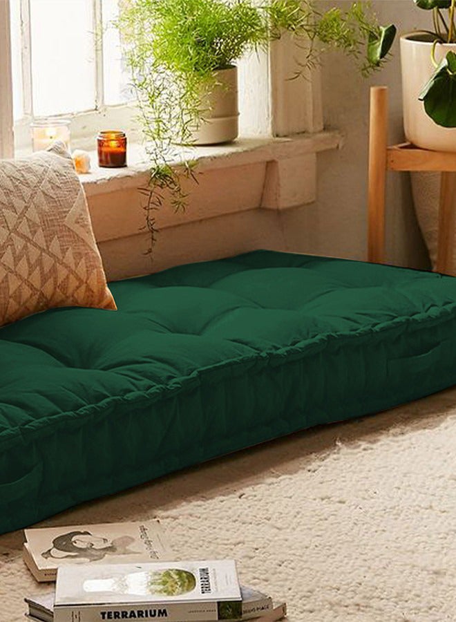 REGAL IN HOUSE - Rectangular Daybed Floor Cushion Velvet Dark Green 72x24cm - Image 1