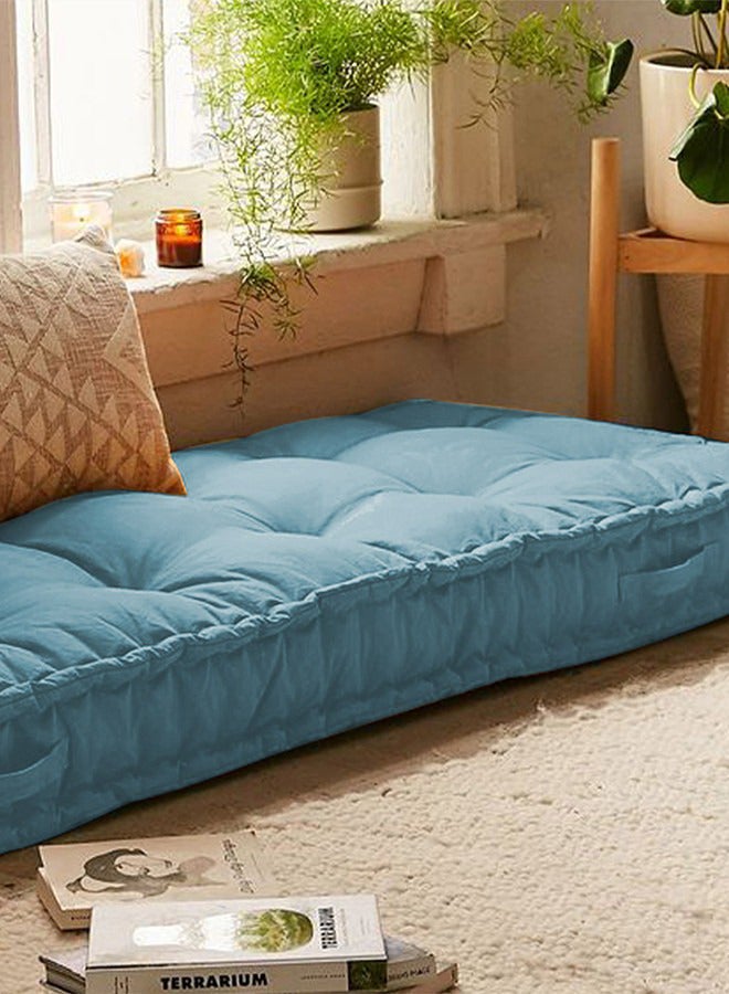 Rectangular Daybed Floor Cushion Velvet Turquoise 72x24cm - v1676370851/N37812088A_3