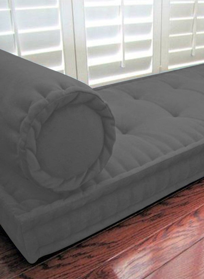 REGAL IN HOUSE Rectangular Daybed Floor Cushion Velvet Dark Grey 72x24cm  - Image 2
