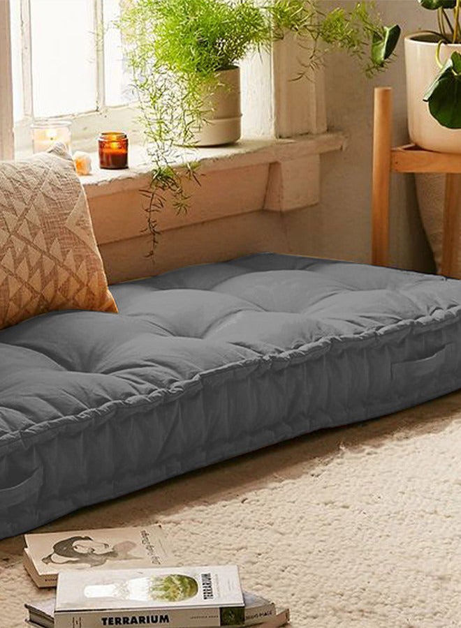 Rectangular Daybed Floor Cushion Velvet Dark Grey 72x24cm - v1676370852/N37812090A_3