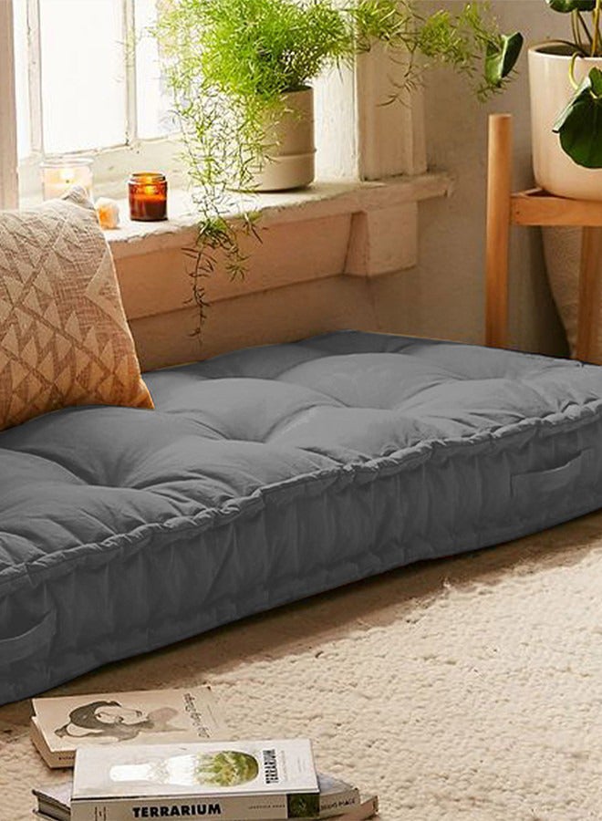 REGAL IN HOUSE Rectangular Daybed Floor Cushion Velvet Dark Grey 72x24cm  - Image 3
