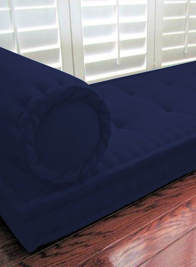 ريغال إن هاوس وسادة أرضية ديكور مستطيلة الشكل منجدة بالمخمل مخمل كحلي 72x24سم - Image 2