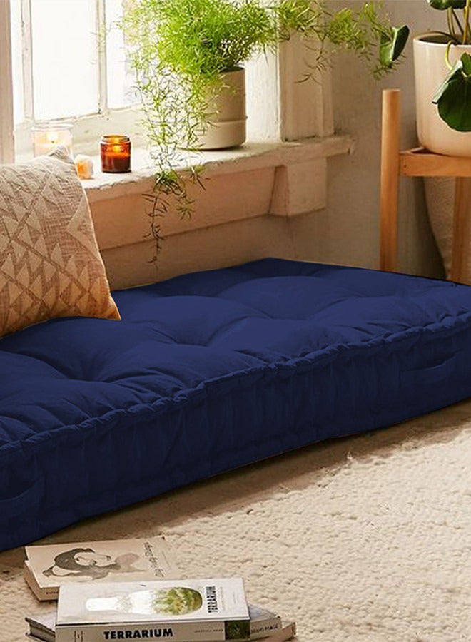 ريغال إن هاوس وسادة أرضية ديكور مستطيلة الشكل منجدة بالمخمل مخمل كحلي 72x24سم - Image 3