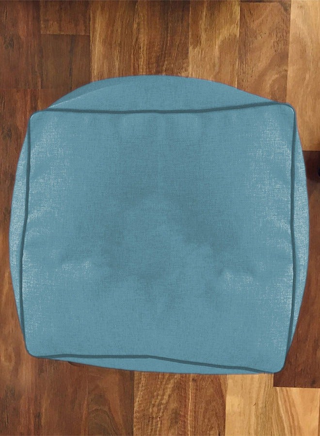 REGAL IN HOUSE - Square Decorative Floor Cushion Linen Turquoise 65x65cm - Image 1