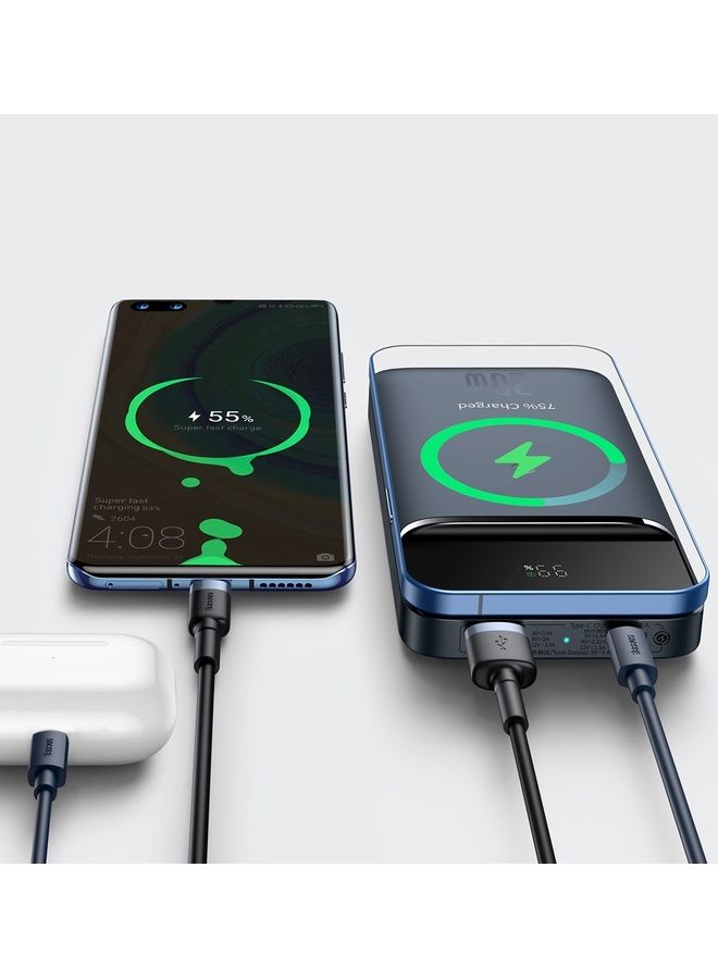 Baseus - 10000 mAh Magnetic Mag-Safe Wireless Power Bank 10000mAh Fast Charging PD 20W for iPhone 14,13,12 Series Blue/Black - Image 1