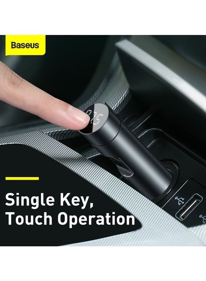 Baseus - Car FM Transmitter Wireless Bluetooth 5.0 Radio Adapter Kit With LED Display QC3.0 Fast Charger Bass Lossless Hi-Fi Sound Music Streaming Call Grey - Image 1