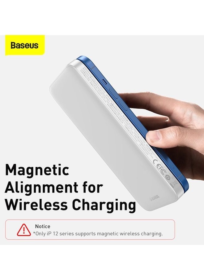 Baseus 10000 mAh Magnetic Mag-Safe Wireless Power Bank 10000mAh Fast Charging PD 20W for iPhone 14,13,12 Series White  - Image 3