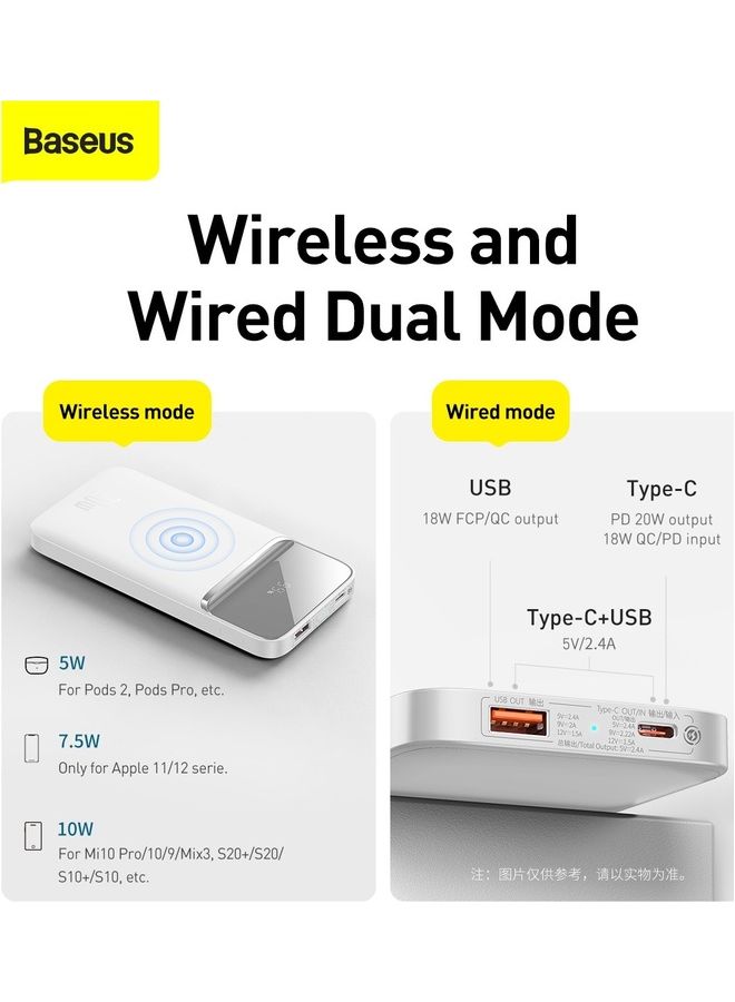 Baseus 10000 mAh Magnetic Mag-Safe Wireless Power Bank 10000mAh Fast Charging PD 20W for iPhone 14,13,12 Series White  - Image 5