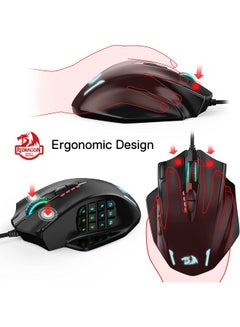 M908 Impact RGB LED MMO Mouse with Side Buttons Optical Wired Gaming Mouse with 12,400DPI, 20 Programmable Mouse Buttons - v1676373458/N19842906A_4