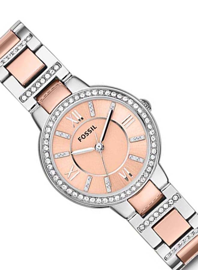 FOSSIL Women's Virginia Analog Watch ES3405 - 30 mm - Silver/Rose Gold  - Image 5