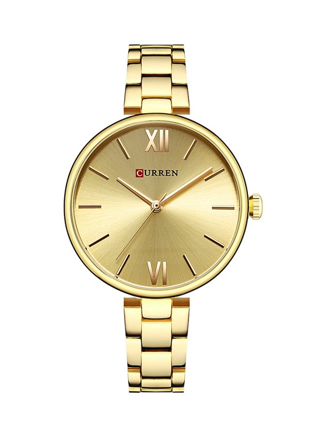 كارين ساعة يد بعقارب وبسوار مصنوع من سبيكة معدنية مقاومة للماء طراز 9017 - مقاس 36 مم - لون ذهبي للنساء - Image 1