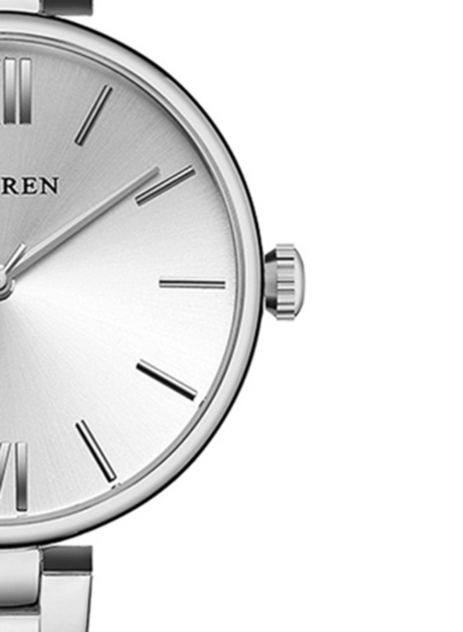 كارين ساعة يد بعقارب وسوار مصنوع من سبيكة معدنية مقاومة للماء طراز 9017 - قياس 30 مم - لون فضي للنساء - Image 3