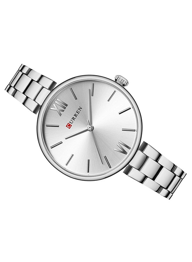 كارين ساعة يد بعقارب وسوار مصنوع من سبيكة معدنية مقاومة للماء طراز 9017 - قياس 30 مم - لون فضي للنساء - Image 5