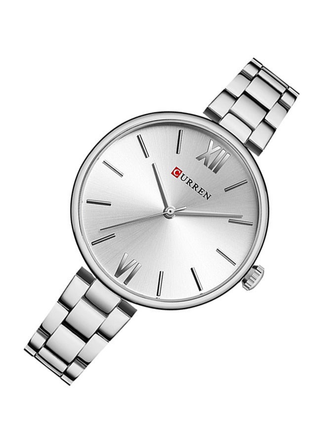 كارين ساعة يد بعقارب وسوار مصنوع من سبيكة معدنية مقاومة للماء طراز 9017 - قياس 30 مم - لون فضي للنساء - Image 4