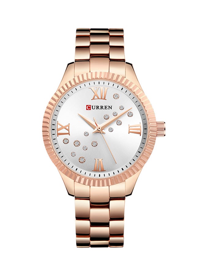 كارين ساعة يد بعقارب وبسوار مصنوع من سبيكة معدنية مقاومة للماء طراز 9009 - مقاس 36 مم - لون ذهبي وردي للنساء - Image 1