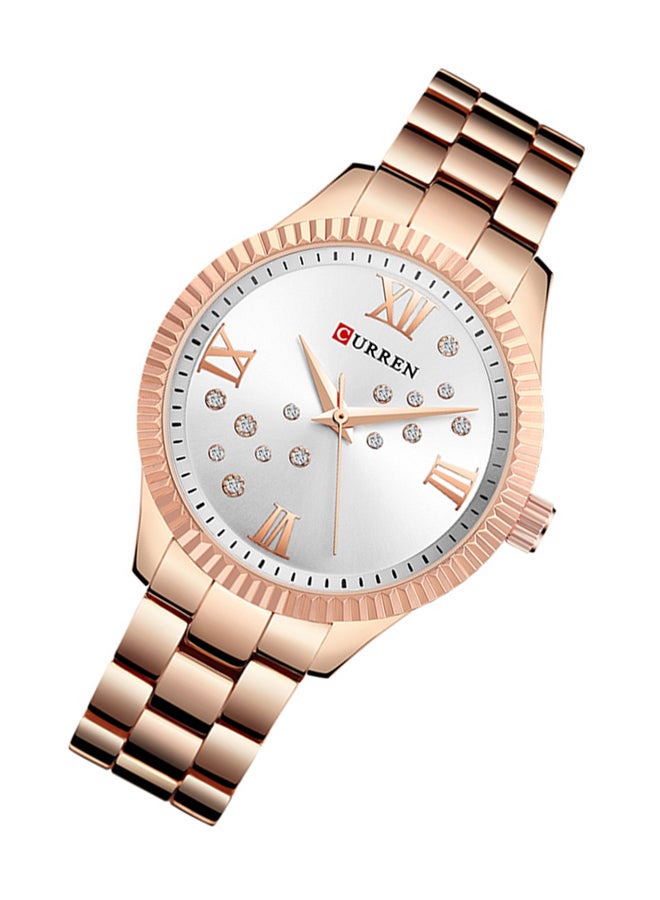 كارين ساعة يد بعقارب وبسوار مصنوع من سبيكة معدنية مقاومة للماء طراز 9009 - مقاس 36 مم - لون ذهبي وردي للنساء - Image 2