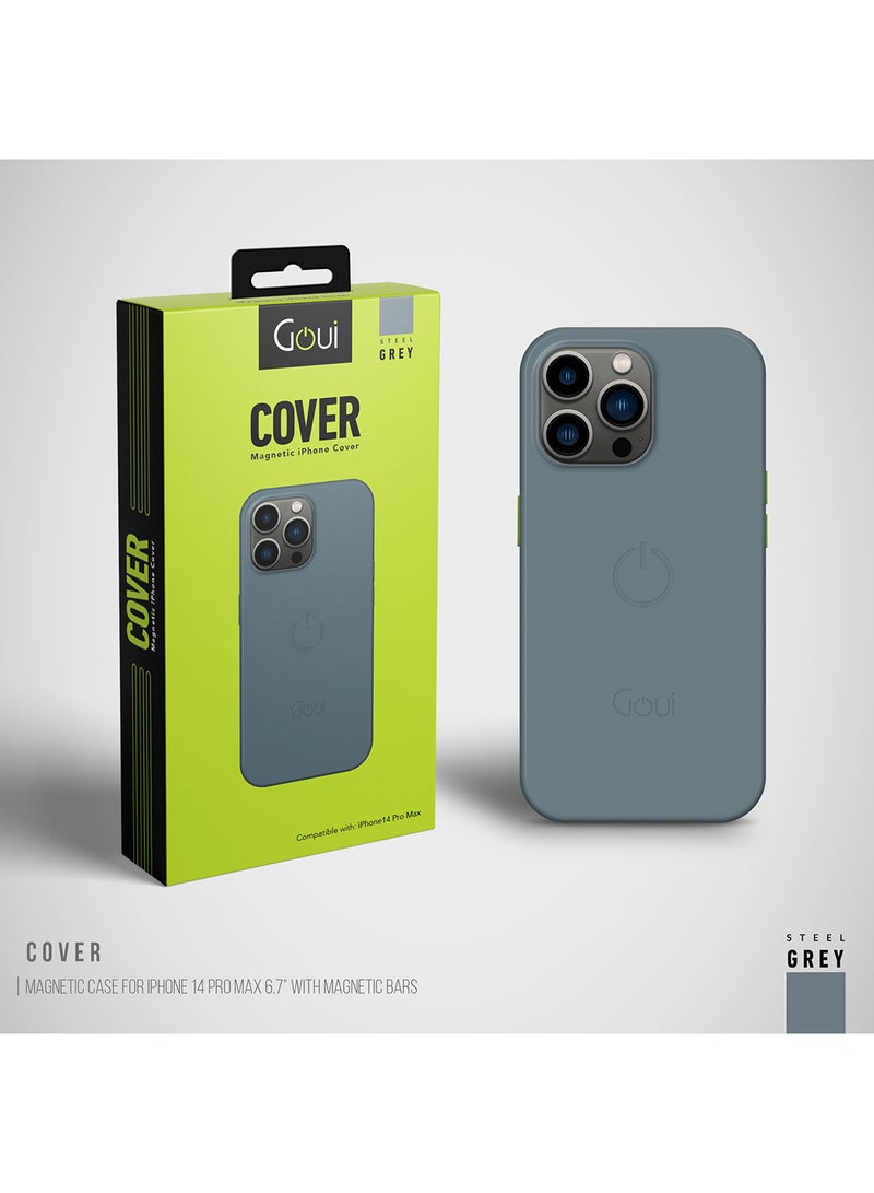 Goui - iPhone 14 Pro Max Case – Wireless Charging Friendly, 2x Magnetic Bar for Secure Attachment, 100% Compatible, Slim & Protective Design - Steel Grey - Image 1
