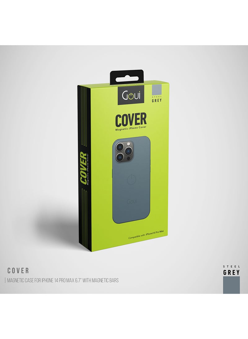 Goui - iPhone 14 Pro Max Case – Wireless Charging Friendly, 2x Magnetic Bar for Secure Attachment, 100% Compatible, Slim & Protective Design - Steel Grey - Image 1
