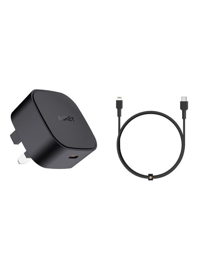 Aukey Kit On The GO BundleIII  PD Charger 20W With MFI USBC To Lightning Cable Black  - Image 1