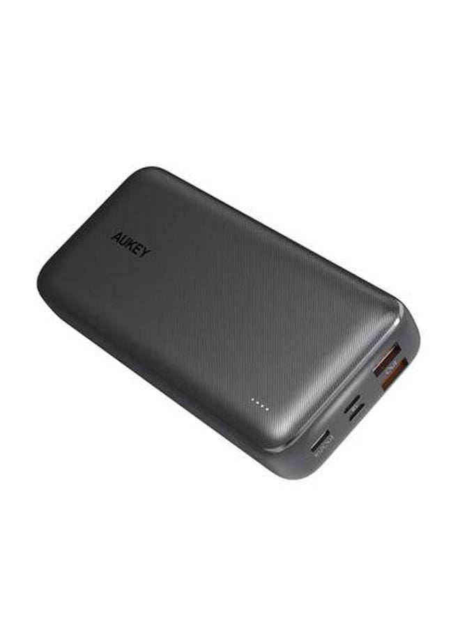 Aukey - 20000 mAh Power Bank, 22.5W Fast Charging Portable Charger with PD 3.0 & QC 3.0, Charges Three Devices at Once (Lightning, Micro USB, USB C) Black - Image 1