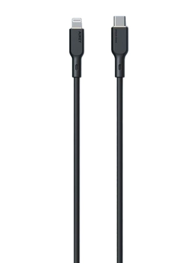 Aukey USB-A to Lightning Cable Nylon Braided   MFi Certified Fast Charging Cable for iPhone 14/14 Plus/14 Pro/14 Pro Max/13/12/11/X Series black Black  - Image 1