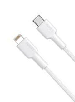 Aukey Braided Nylon Sync & Charge MFI Cable USB-C To Lightning 1.8M NCL2 White  - Image 3