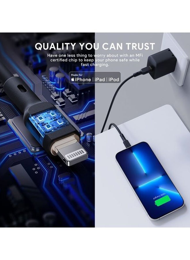 Aukey USB-A to Lightning Cable Nylon Braided   MFi Certified Fast Charging Cable for iPhone 14/14 Plus/14 Pro/14 Pro Max/13/12/11/X Series black Black  - Image 3