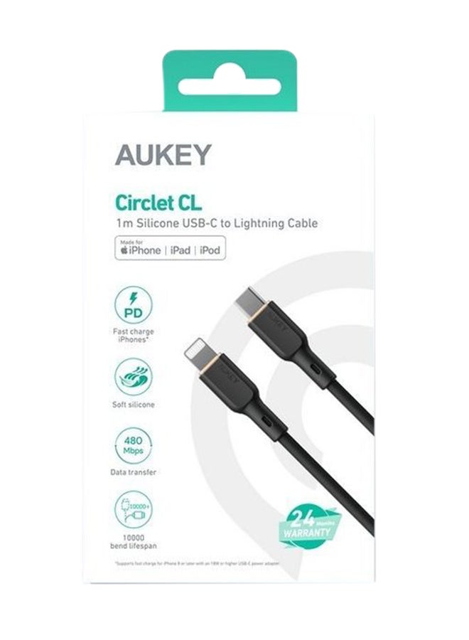 Aukey USB-A to Lightning Cable Nylon Braided   MFi Certified Fast Charging Cable for iPhone 14/14 Plus/14 Pro/14 Pro Max/13/12/11/X Series black Black  - Image 2
