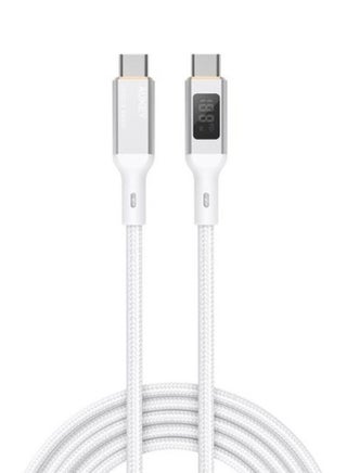 100W PD Nylon Braided USB-C To USB-C Cable with LCD 1.8M MCC102 White - v1676390101/N53384430A_1