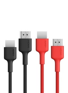 (2-Pack) HDMI 2.0 HDMI Cable 2M H01 (1 Cable Black + 1 Cable Red) Red/Black