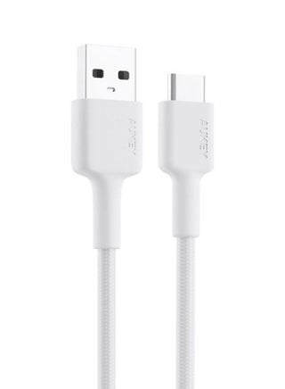 Braided Nylon Sync & Charge USB-A To USB-C Cable 0.9M CD30 White - v1676390102/N53384434A_1