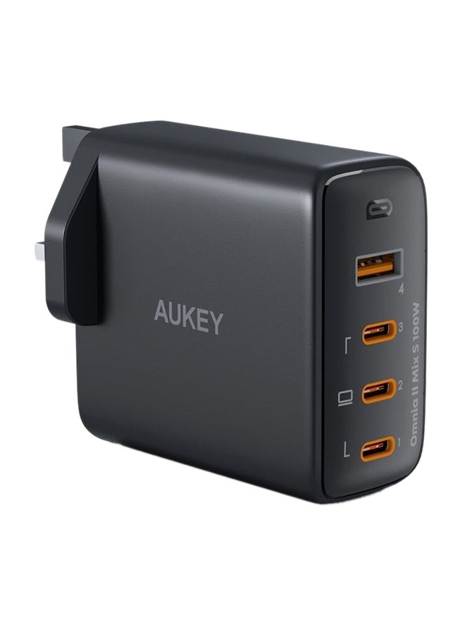 Aukey Omnia II 100W PD & Super Fast Wall Charger with GaN Power Technology PA-B7S Black  - Image 1