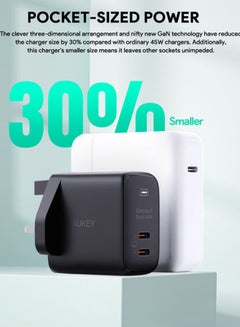 Aukey Omnia II Duo 45W PD Wall Charger with GaN Power Technology PA-B4T Black  - Image 2