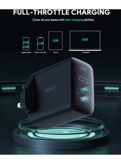 Aukey Omnia II Duo 45W PD Wall Charger with GaN Power Technology PA-B4T Black  - Image 3