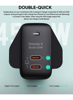 Aukey Omnia II Duo 45W PD Wall Charger with GaN Power Technology PA-B4T Black  - Image 4