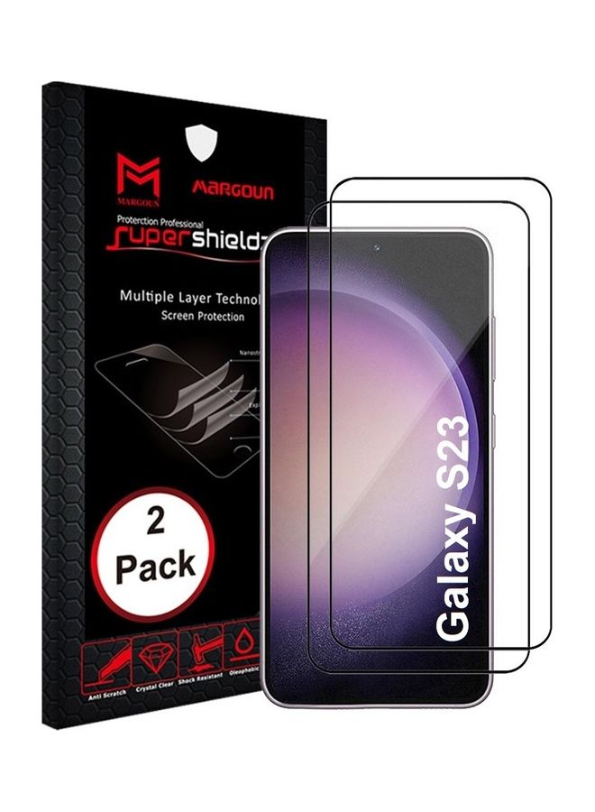 MARGOUN 2Pack for Samsung Galaxy S23 Screen Protector Tempered Glass 9H Anti-Scratch Shatterproof HD Edge to Edge Full Coverage Film 6.1 inch Clear/Black - Image 1