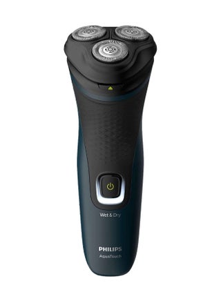 AquaTouch Shaver 1000 Wet or Dry Electric Shaver, S1121/40, 2 Year world-wide guarantee Black/Blue - v1676442373/N38065449A_1