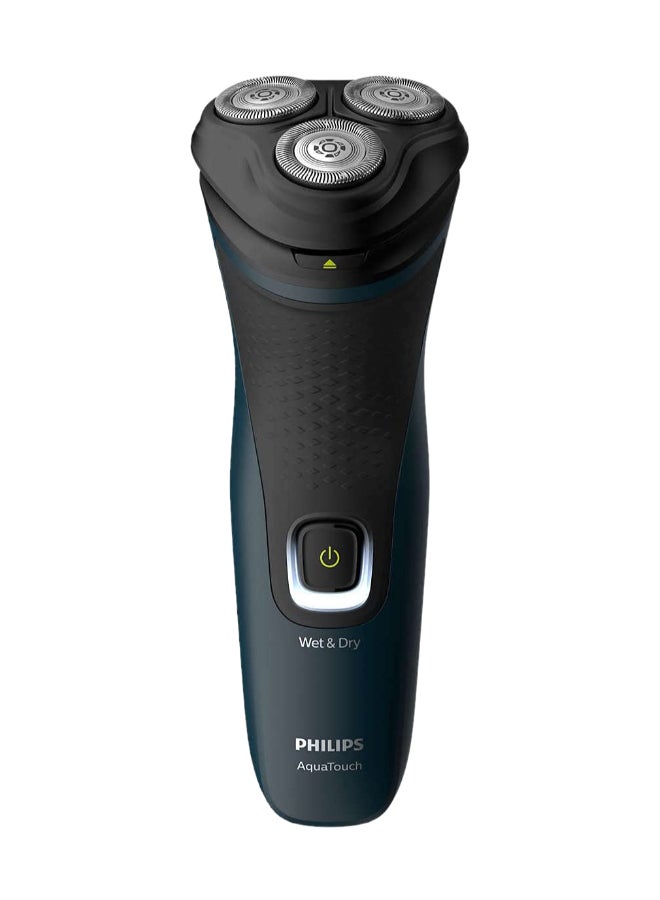 Philips AquaTouch Shaver 1000 Wet or Dry Electric Shaver, S1121/40, 2 Year world-wide guarantee Black/Blue  - Image 1